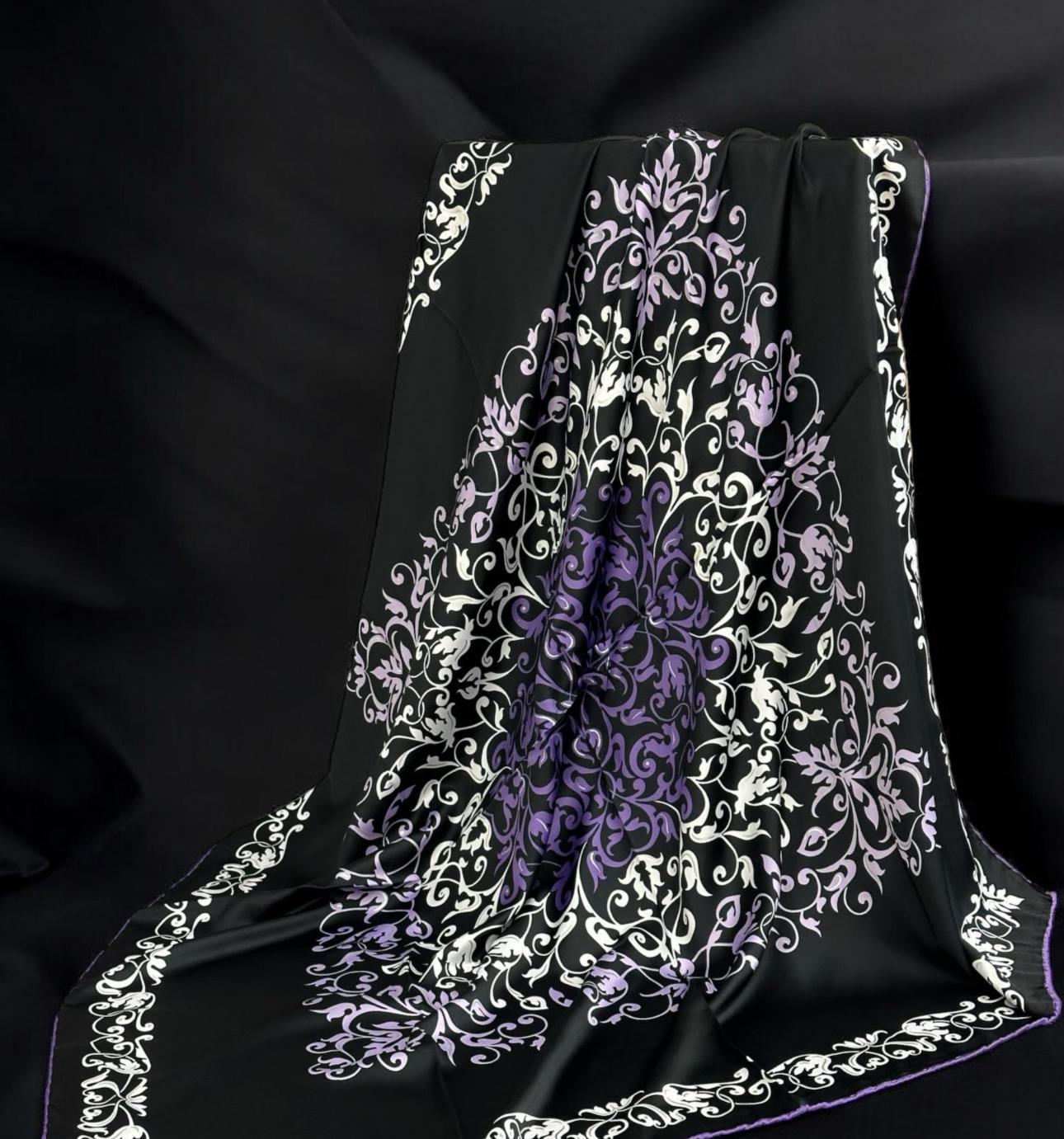 VARAKLI İPEKSİ SATEN EŞARP-SİYAH