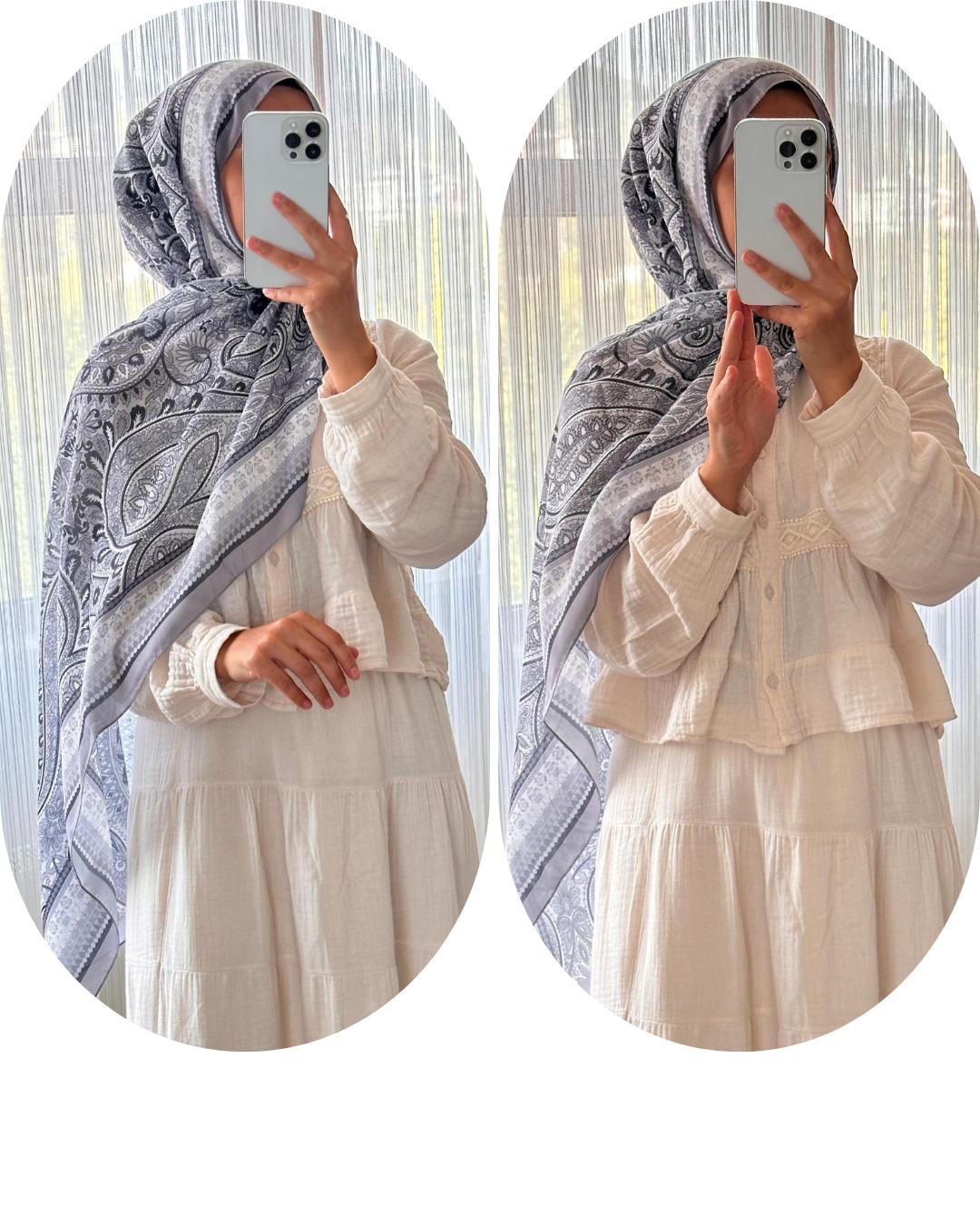 PAMUKLU DESENLİ ŞAL-GRİ