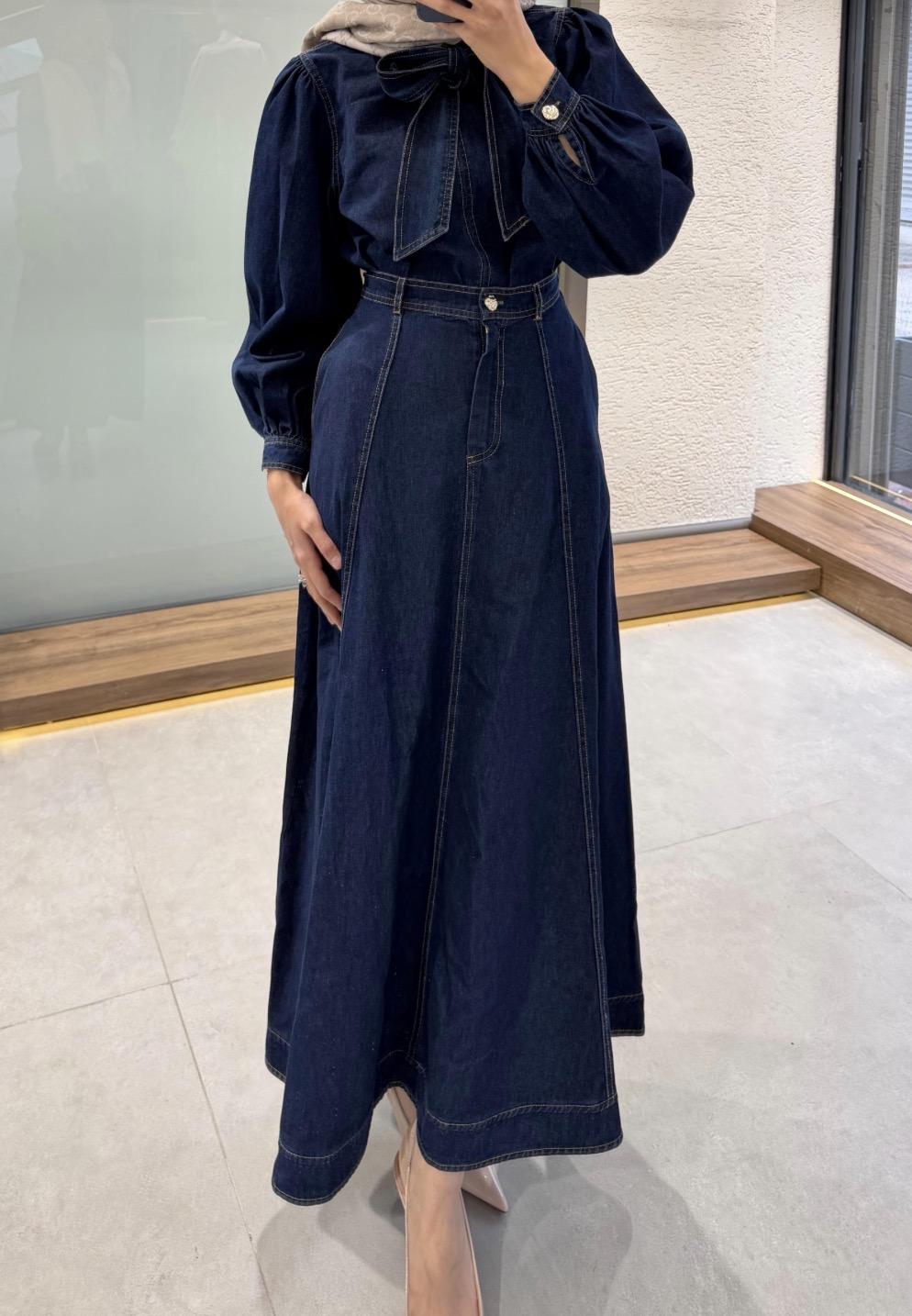 Mirel Denim Etekli Takım- Lacivert