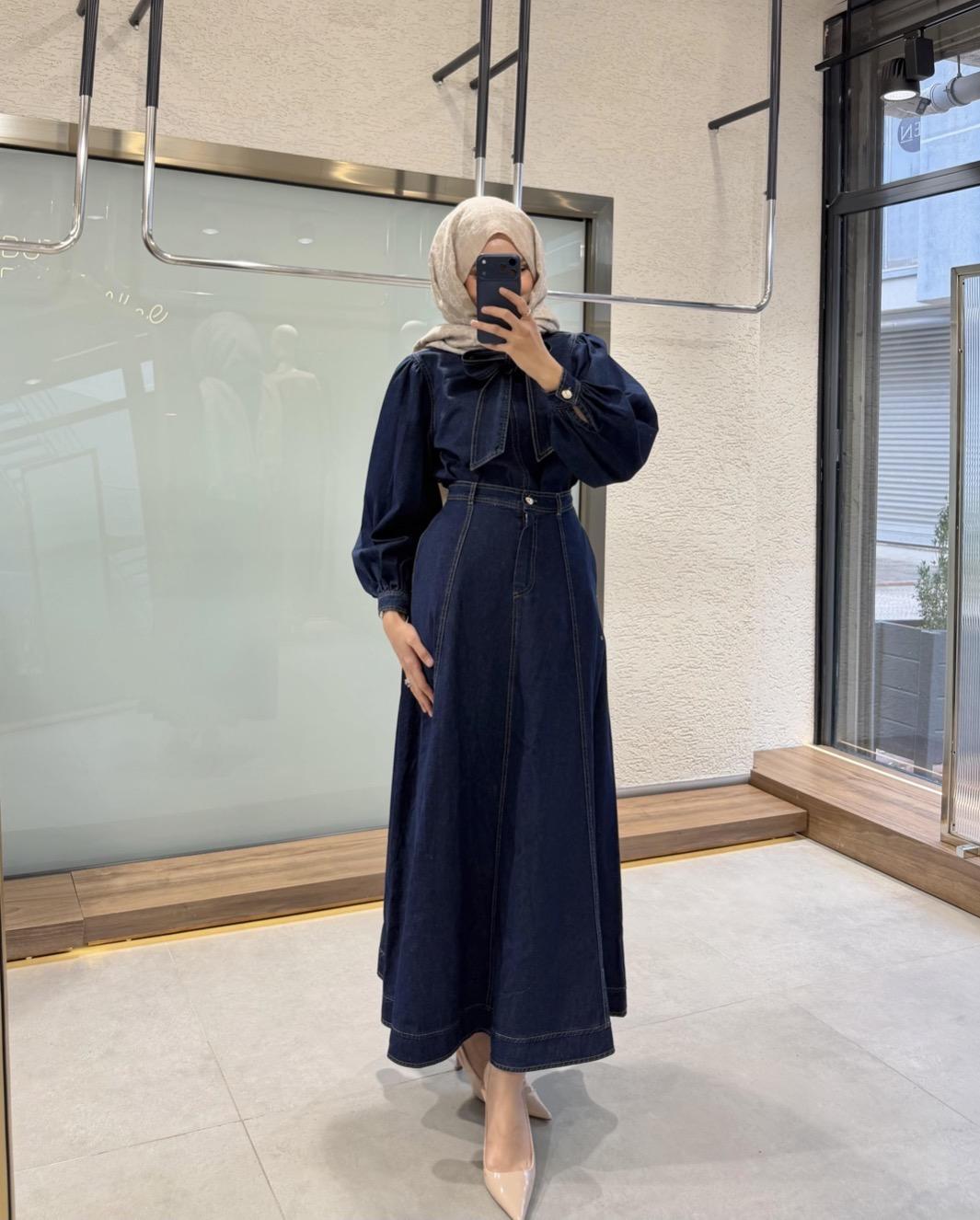 Mirel Denim Etekli Takım- Lacivert