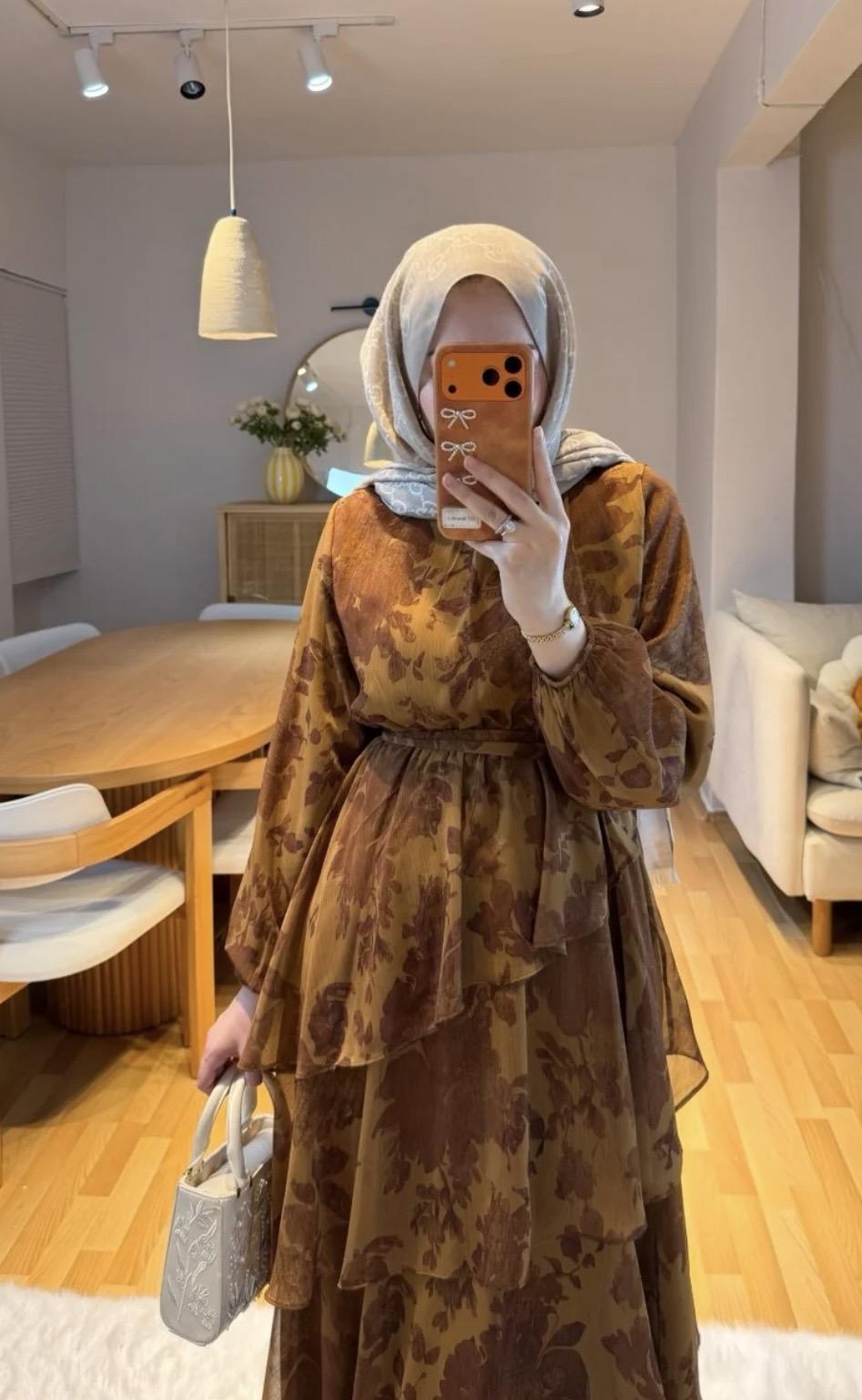 Fırfırlı Hardal Elbise