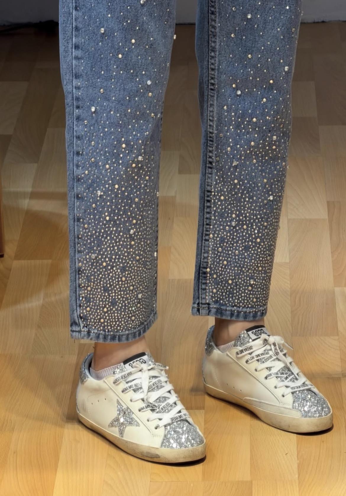 Işıltı detaylı denim