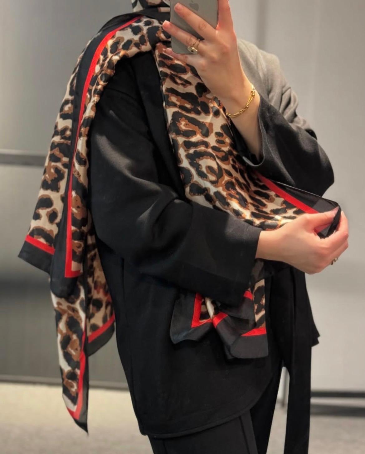 İthal Vual İpek Şal - Leopar