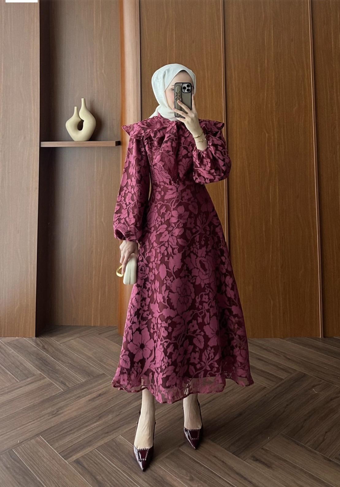 Royal Premium Tasarım Elbise - BORDO
