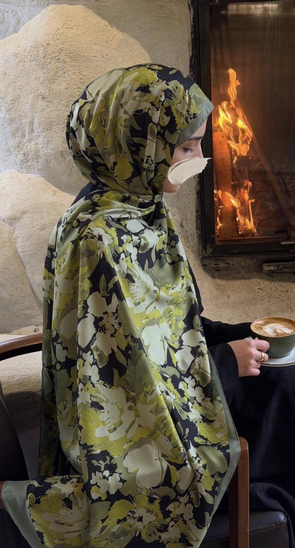 Flora Şal - Zeytin Yeşili